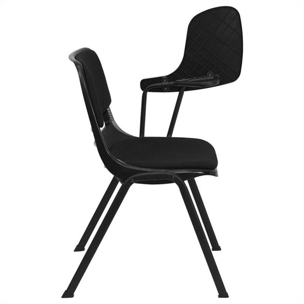 BOWERY HILL Black Padded Ergonomic Stacking Folding Chair - Comfortable Seating for Office, Conference Rooms, Events and Home Use