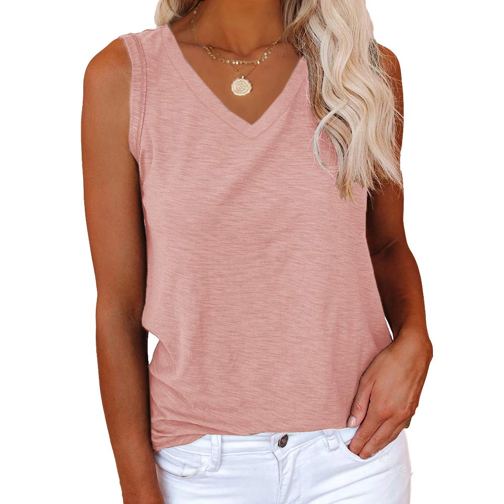 Remikstyt Women's Summer Tank Tops - V Neck Plain Basic Sleeveless Tunic Tops for Casual Wear, Beach & Vacation | Lightweight Comfortable Blouse for Hot Weather