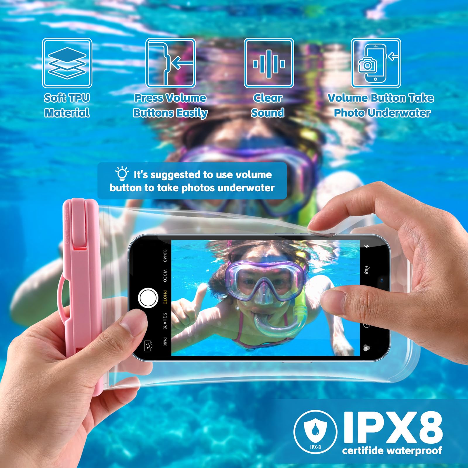 [2 Pack] IPX8 Waterproof Phone Pouch for iPhone 15/14/13 Pro Max & Samsung S24 (Up to 8.3