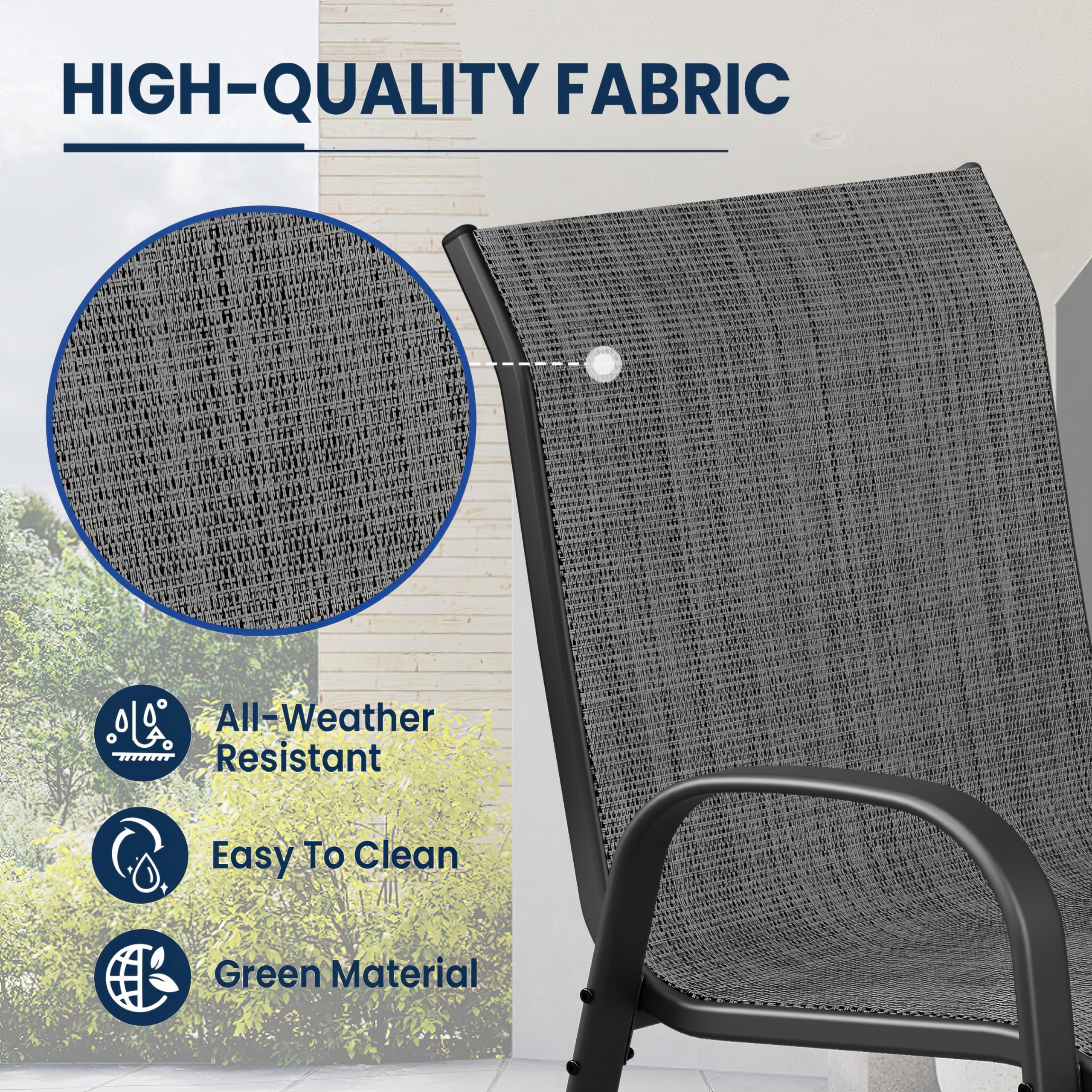 6-Pack UDPATIO All-Weather Textilene Outdoor Bar Stools - 30