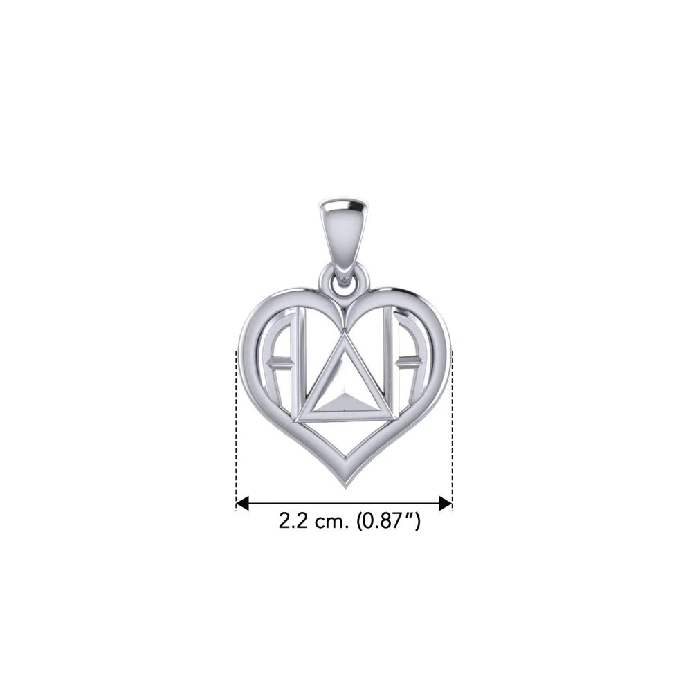 Heart & Recovery Symbol Sterling Silver Pendant - AA or NA Sobriety Jewelry TPD6350 TPD6349 | Perfect for 12-Step Meetings, Recovery Milestones & Addiction Awareness Gifts