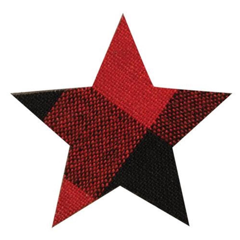 10-Pack Red and Black Plaid Star Bowl Fillers - Christmas Tree Decorations, Holiday Table Scatter, Party Decorative Accents for Festive Home Decor
