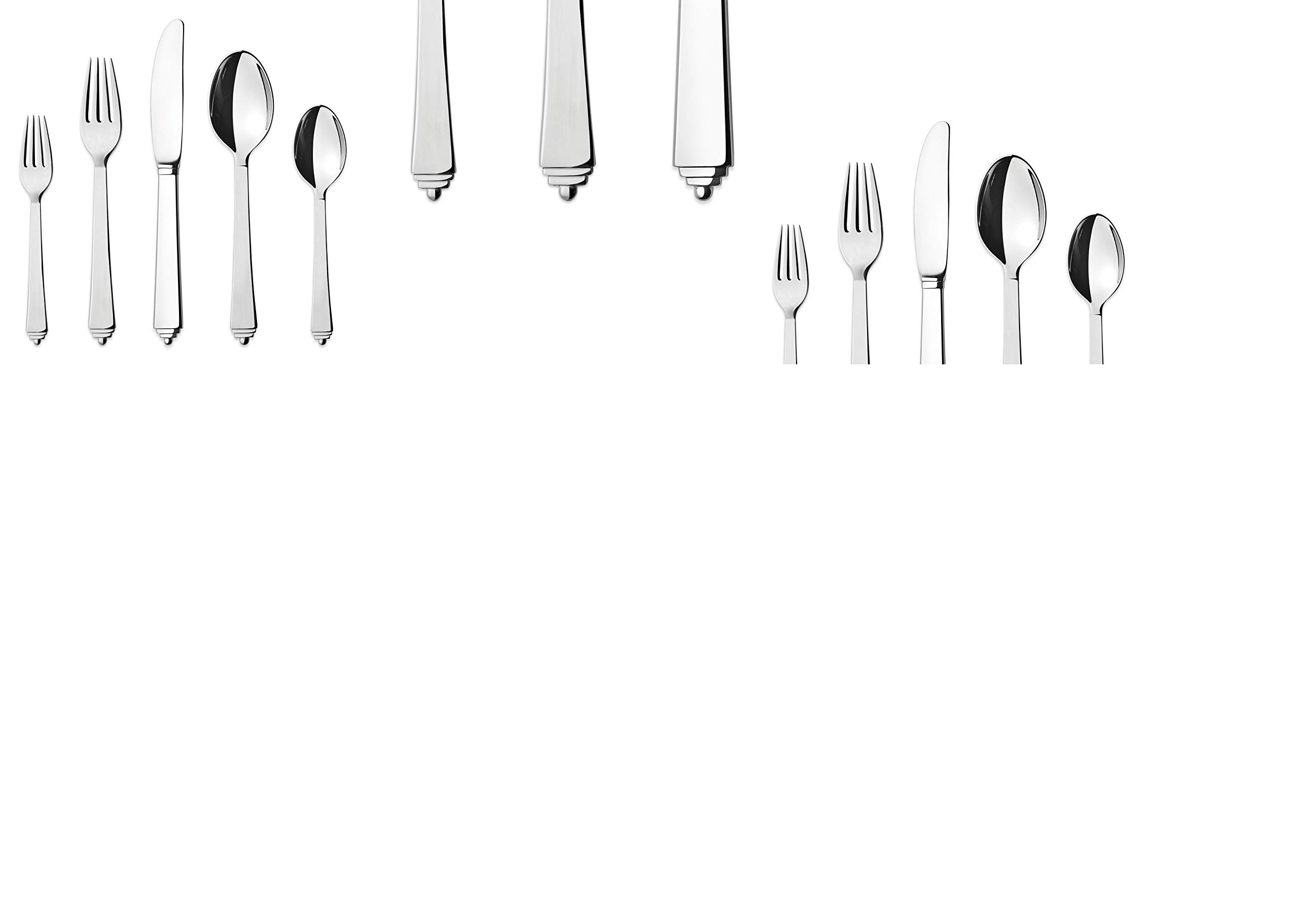 Georg Jensen Pyramid 5-Piece Stainless Steel Flatware Set - Elegant Dinnerware for Formal Dining & Special Occasions