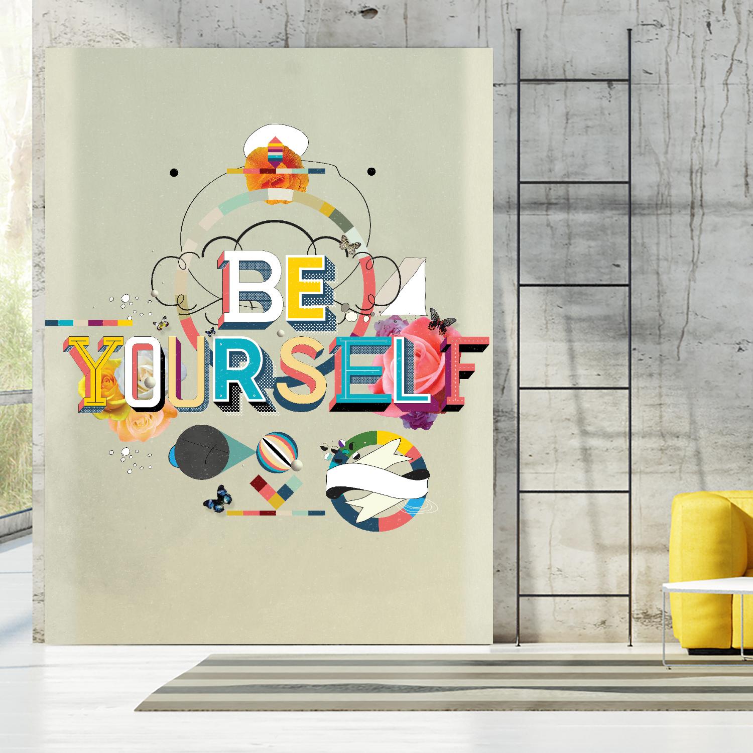 Be Yourself - Inspirational Motivational Quote Wall Art for Home & Office Decor - Perfect for Living Room, Bedroom, or Workspace