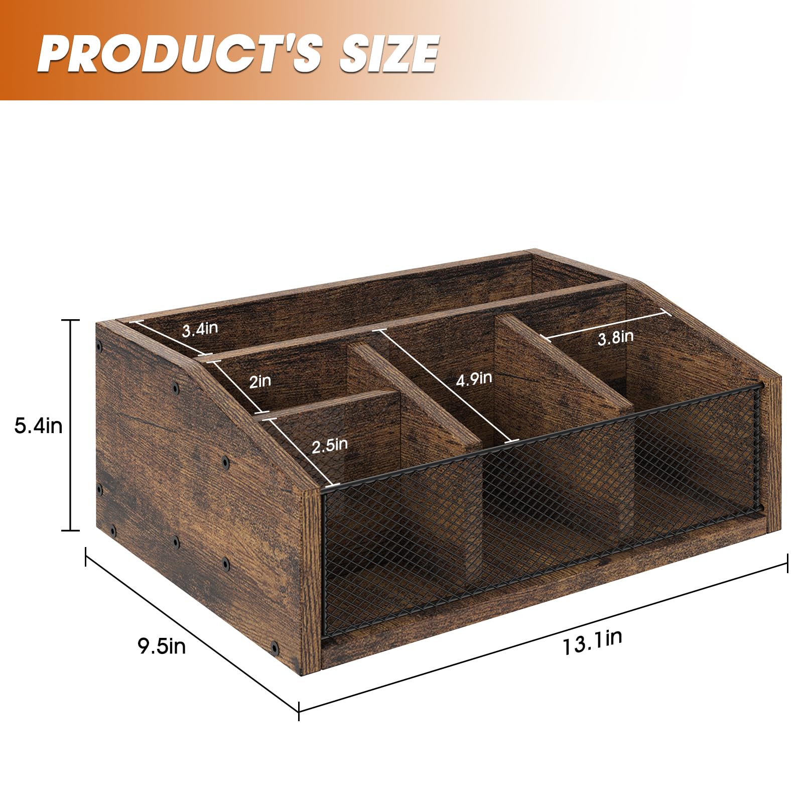 Wooden Coffee Bar Station Organizer - Rustic Tea & Condiment Holder with Cup Storage | Perfect for Kitchen Countertops, Coffee Shops & Home Bars