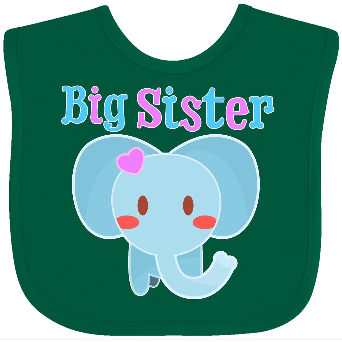 Inktastic Big Sister Elephant Baby Bib - Soft Cotton Drool Bib for Infants & Toddlers - Perfect for Feeding, Teething, and Everyday Use