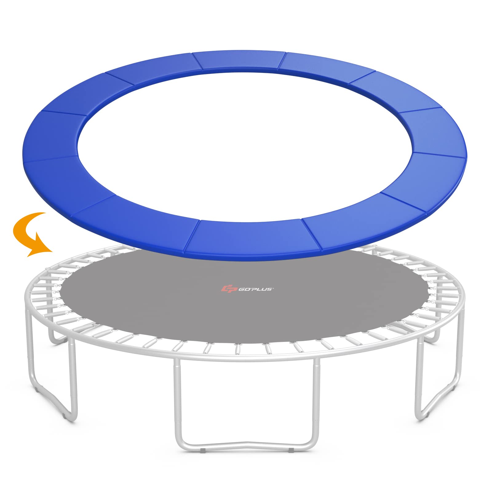 Goplus Trampoline Replacement Pad - Universal Water-Resistant Safety Cover for 8FT, 10FT, 12FT, 14FT, 15FT, 16FT Round Trampolines - No Pole Holes - Perfect for Outdoor Play, Exercise, and Backyard Fun