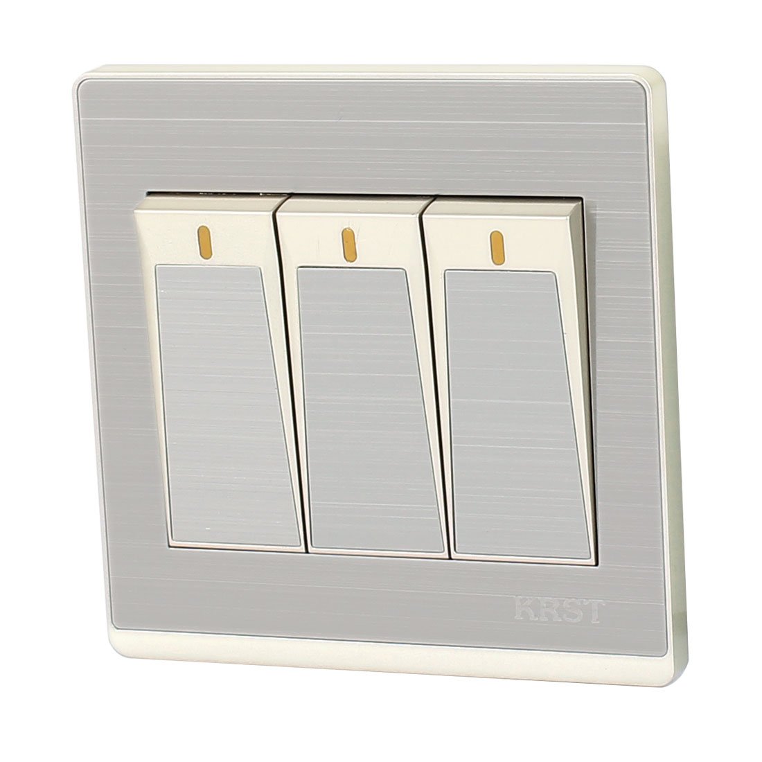 3 Gang 1 Way Light Switch Wall Plate - On/Off Press Button - Champagne Gold Finish - Electrical Outlet Cover for Home & Office - Perfect for Living Room, Bedroom, and Hallway Lighting Control
