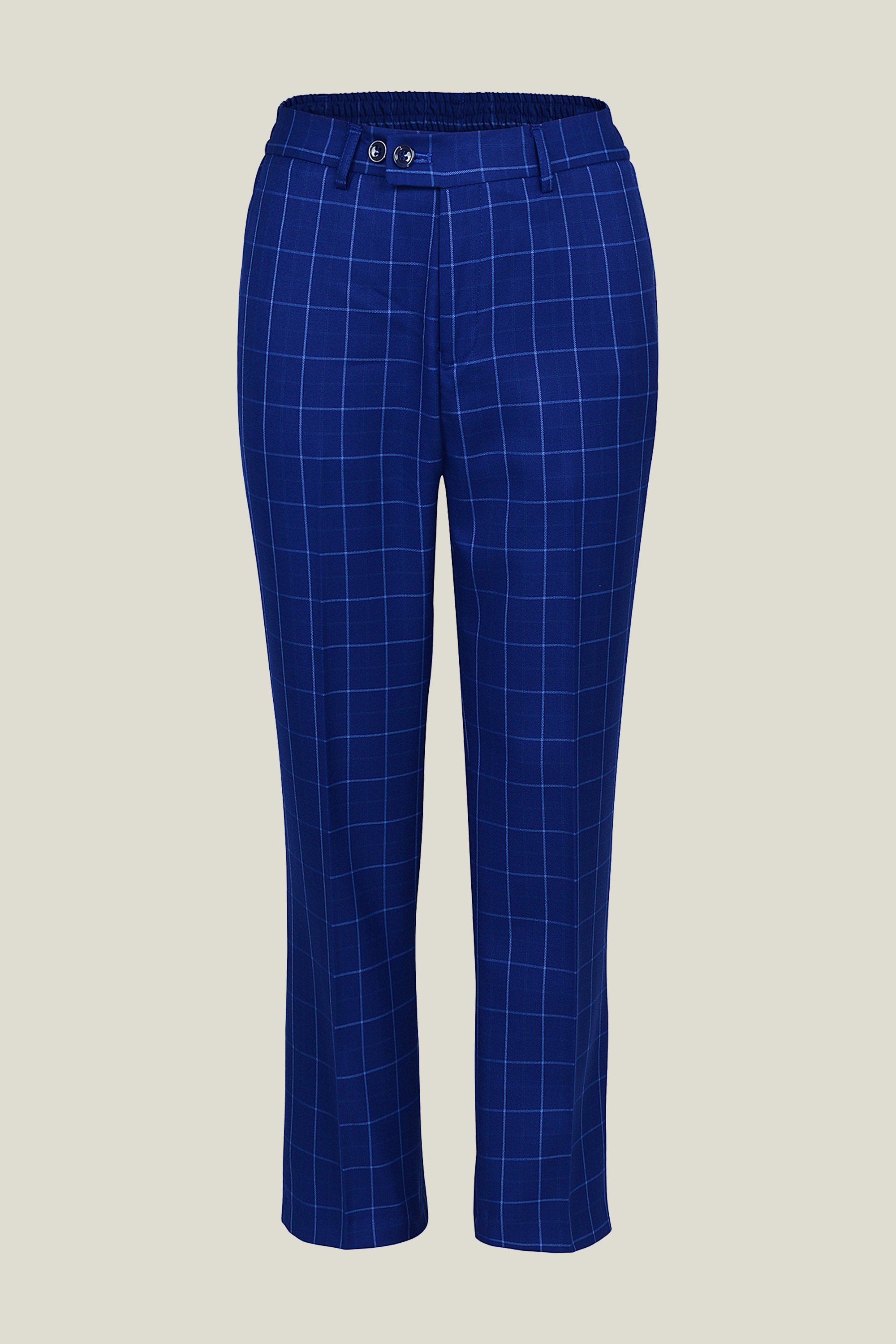 Royal Blue Checkered Pants for Boys - Trendy Plaid Casual Trousers for Kids | Perfect for School, Playdates & Family Outings