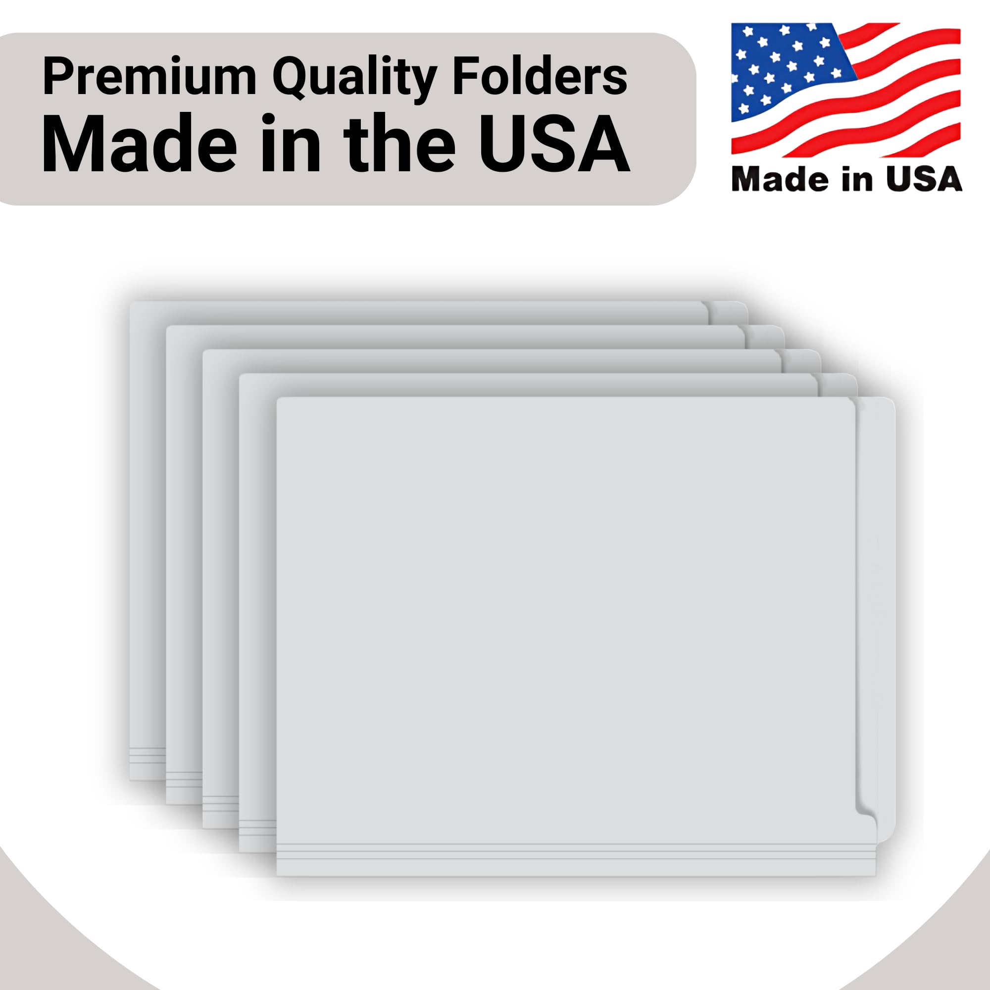 250-Count Gray Letter Size File Folders - 14pt Reinforced End Tab with 2