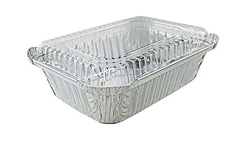 Handi-Foil 1.5 lb Oblong Deep Aluminum Foil Takeout Food Storage Containers with Dome Lids - 250 Pack for Catering, Meal Prep & Leftovers
