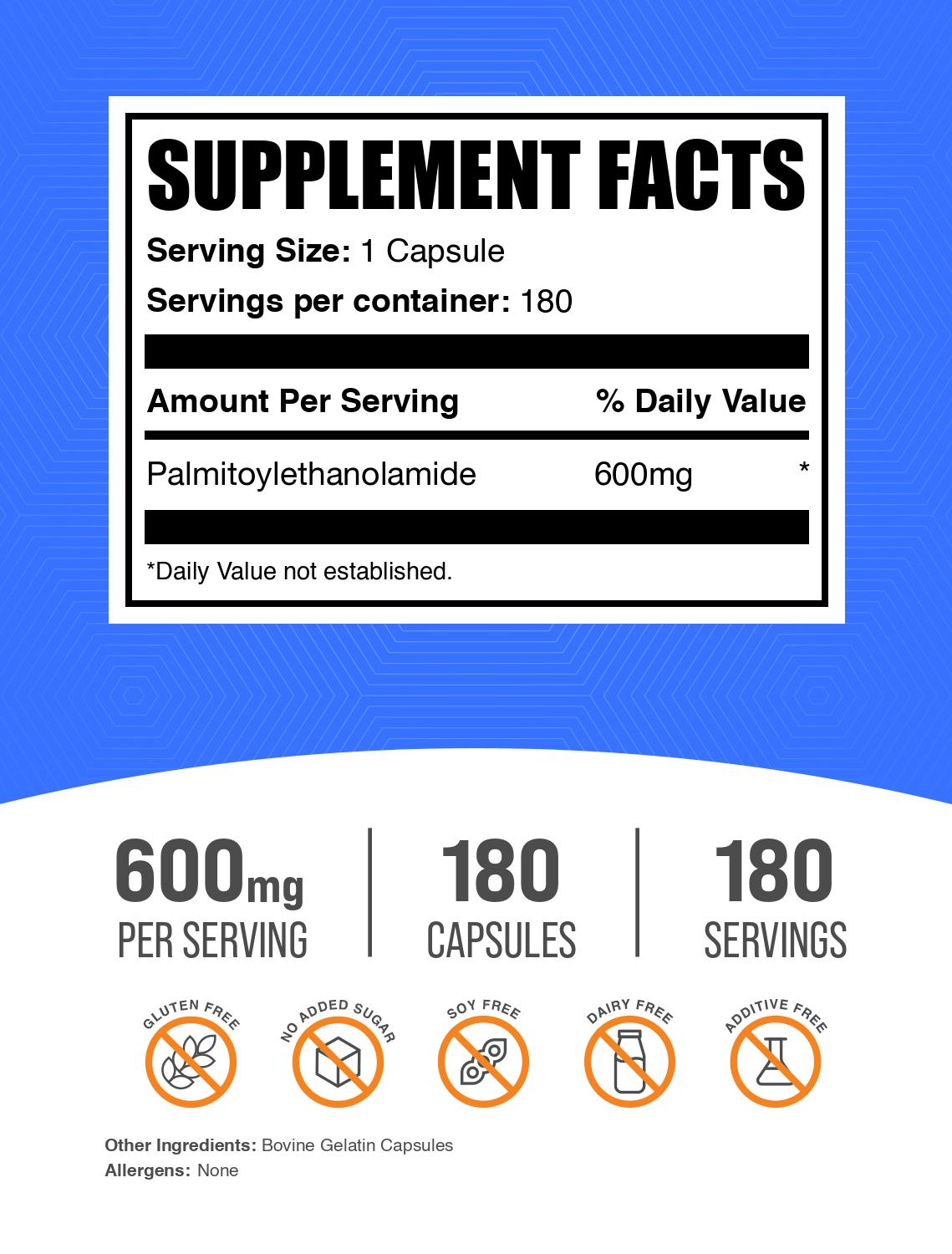 Palmitoylethanolamide (PEA) Capsules 500mg - Natural Pain Relief & Neuro Support Supplement - Supports Healthy Inflammation Response & Nerve Comfort - Ideal for Chronic Pain, Fibromyalgia & Joint Discomfort