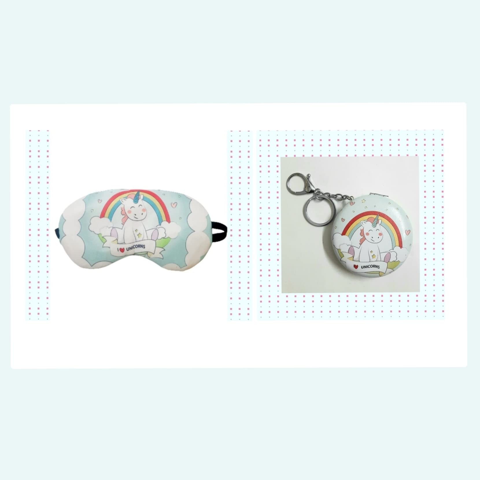 MagicLE Unicorn Print Sleep Eye Mask & Pocket Mirror Set - DIY Gift for Christmas, New Year, Birthday | Perfect for Travel, Relaxation & Gift Giving