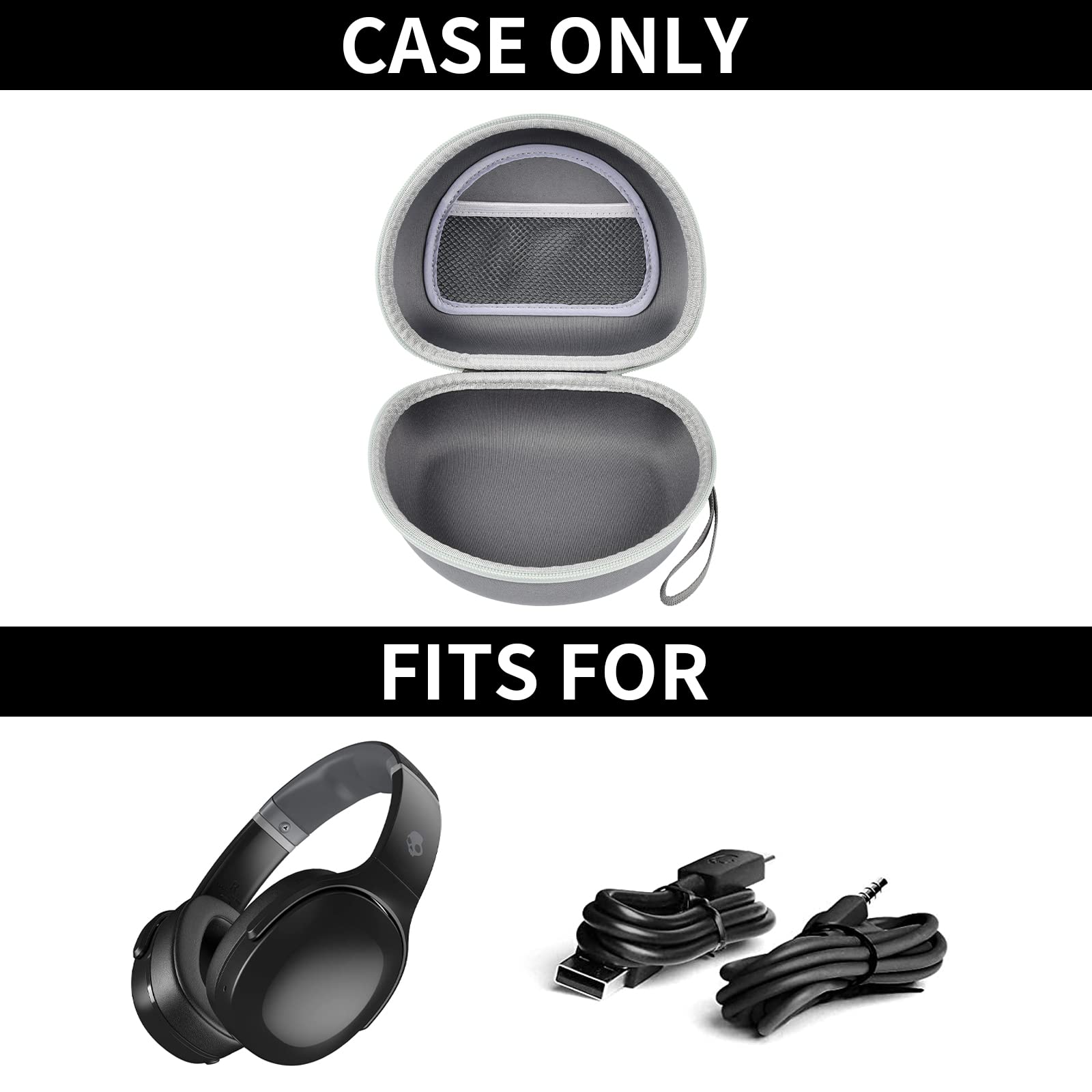 Premium Hard Case for Skullcandy Crusher/Hesh/Evo & Beats Studio Pro/Solo Wireless Headphones - Durable Grey Protective Storage Box for Travel, Gym & Daily Use