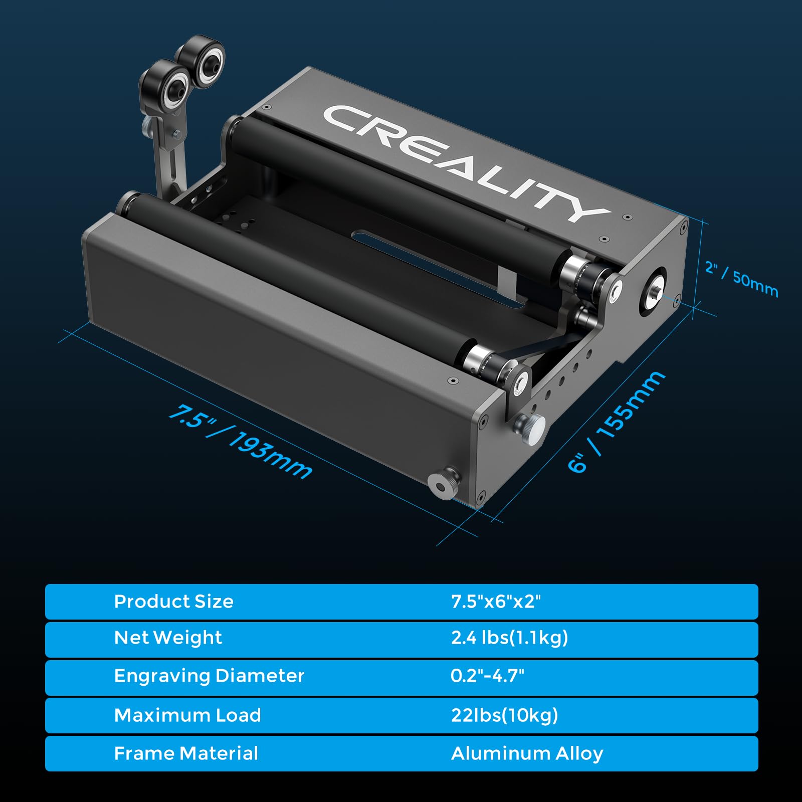 Creality 360° Laser Engraver Rotary Roller Module - Y-Axis for Engraving Curved Surfaces (5mm-120mm Diameter) - Perfect for Cups, Bottles, Pens & Cans - DIY Crafts, Personalized Gifts & Home Decor