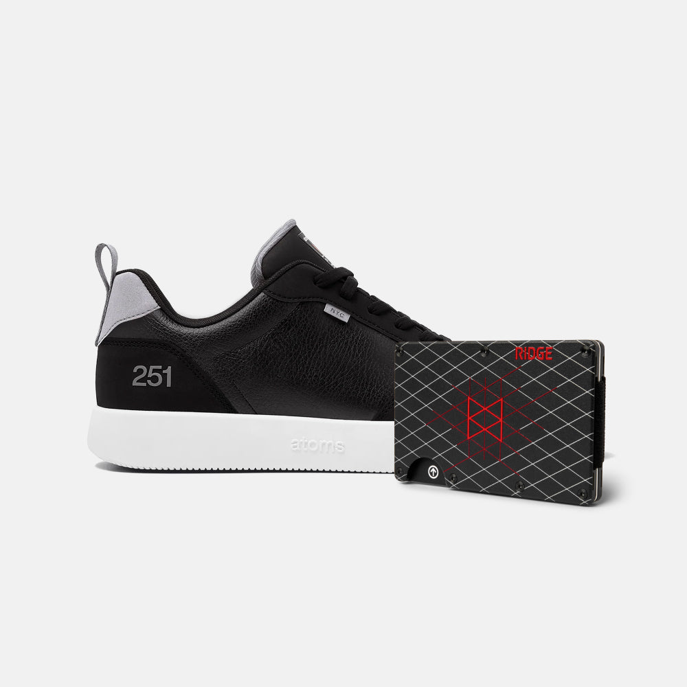 Atoms 251 Low Sneakers - Gray & Black Men's Casual Shoes + Ridge Wallet Bundle | MKBHD Edition | Perfect for Everyday Wear & Dark Mode Style