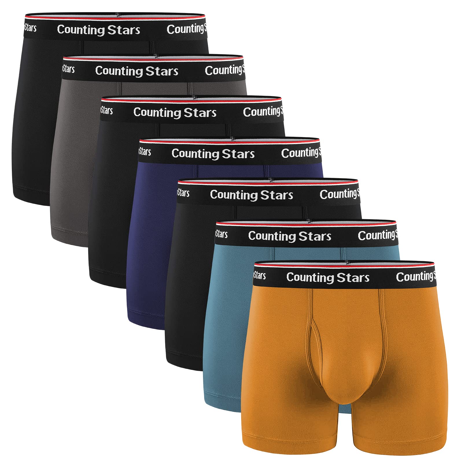 Counting Stars Men's Cotton Boxer Briefs - Soft & Breathable Underwear for Men in Assorted Colors (Pack of 3/5/7) - Sizes S/M/L/XL/XXL - Perfect for Daily Wear, Gym & Travel