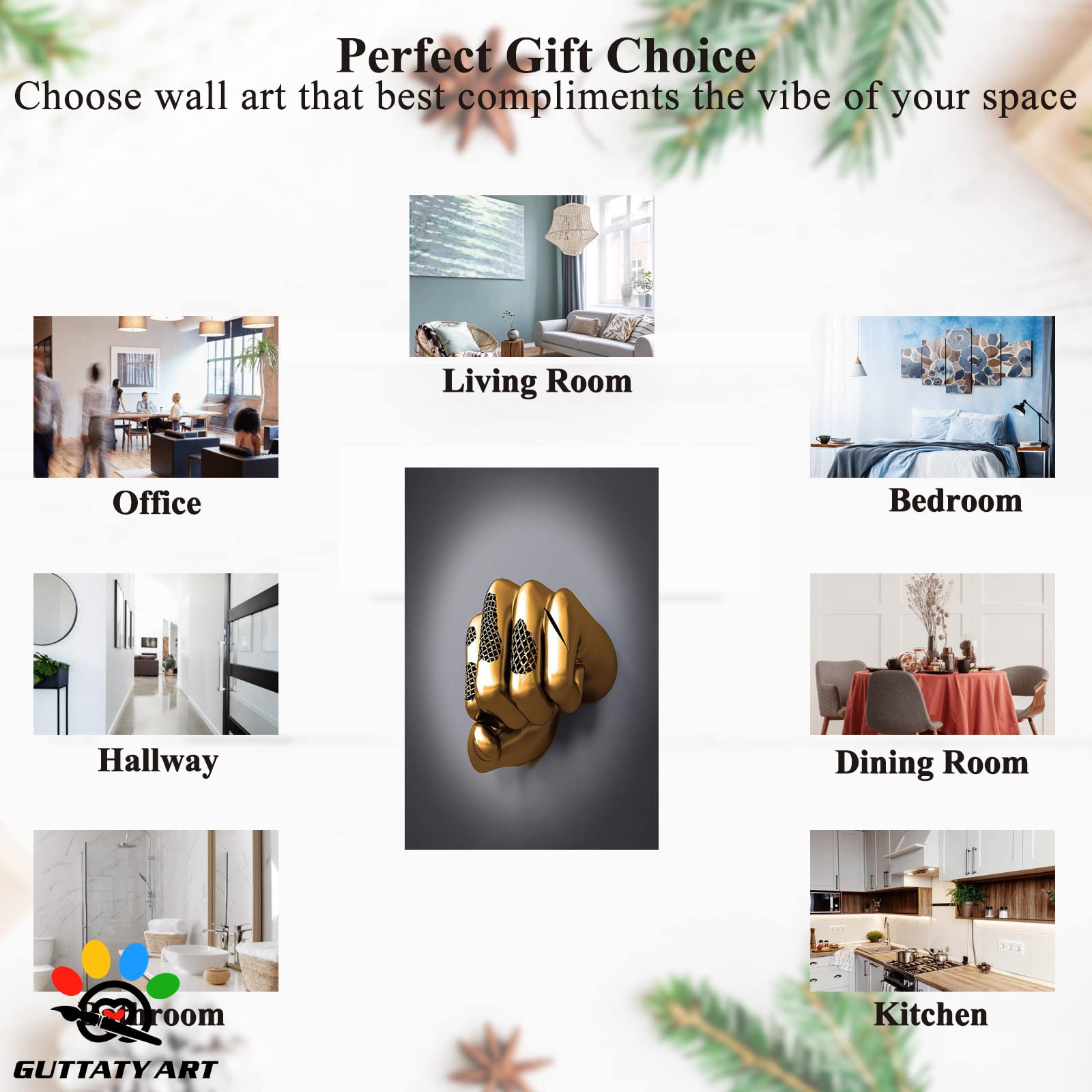 3D Metal Effect Fist Canvas Wall Art - Modern Silver Framed Wall Decor for Men's Bedroom & Living Room - Valentine's Day Gift Idea - 28x40 Inches - Perfect for Home Office, Man Cave, or Contemporary Interior Design