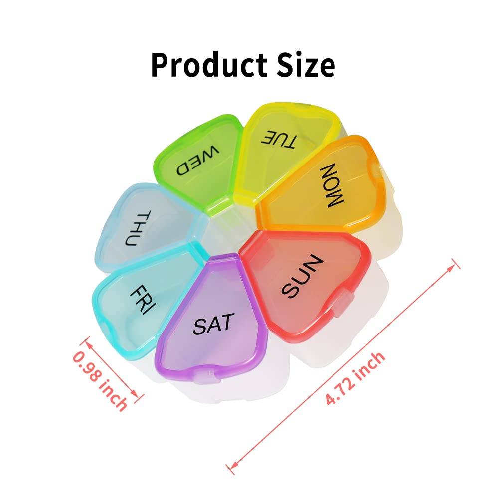 7-Day Weekly Pill Organizer - Colorful Travel Medicine Case with Daily Compartments | Perfect for Vitamins, Supplements & Medication Management at Home or On-The-Go