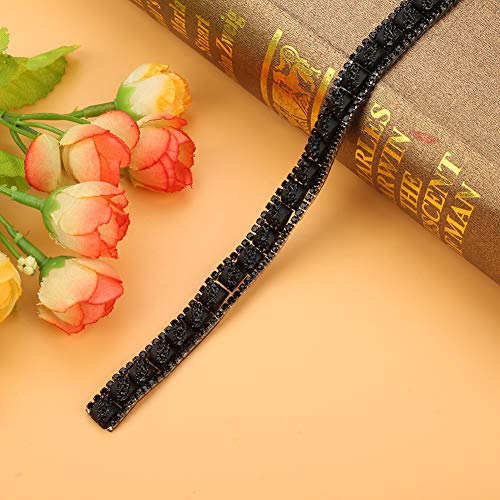 Pssopp Rhinestone Ribbon Roll with Heat Activated Glue - Sparkly Black Mesh Wrap for Wedding Cakes, Birthday Party Decor, Baby Shower, DIY Crafts - Perfect for Cake Decorating, Gift Wrapping & Home Decor Projects