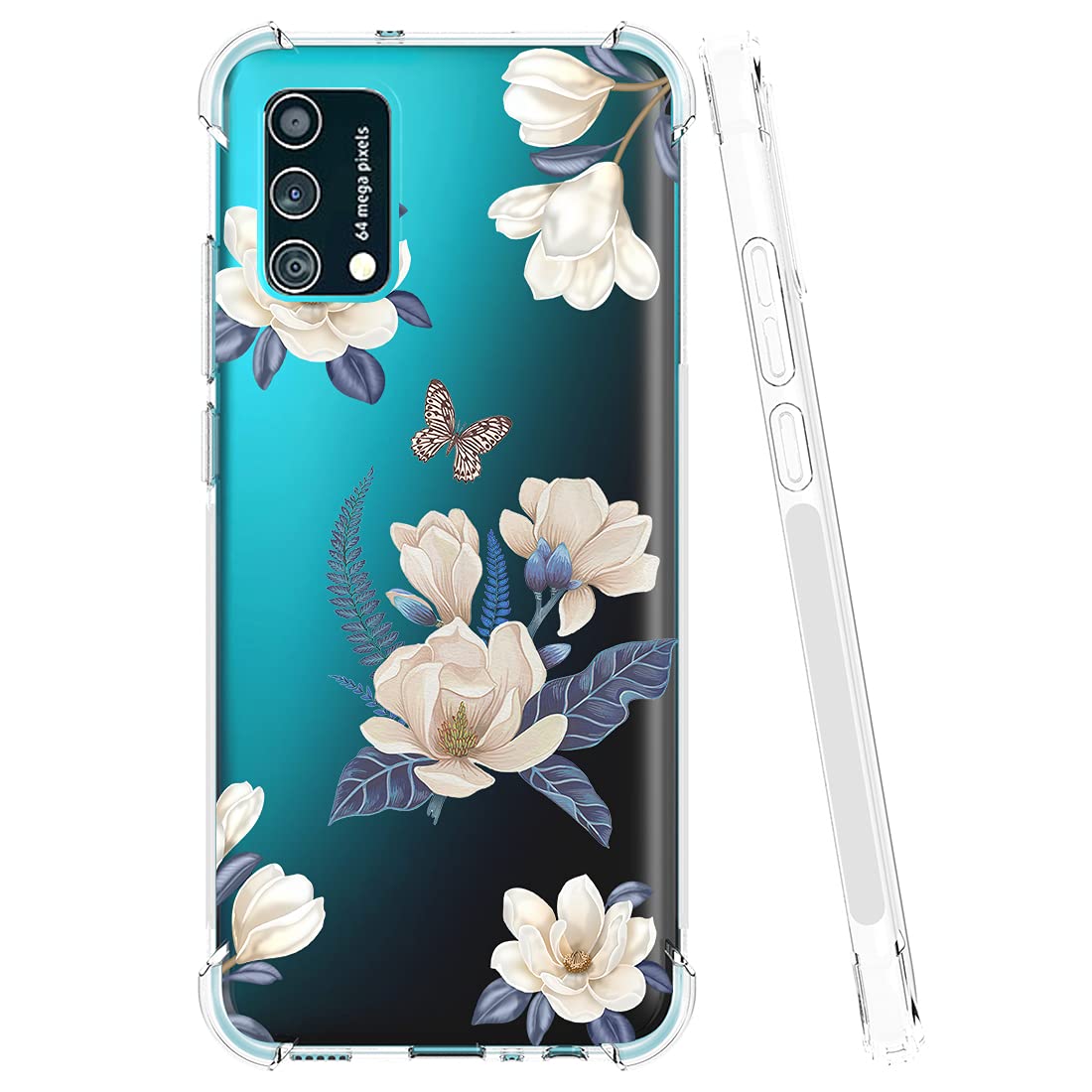 **Samsung Galaxy A02S Phone Case for Women - Cute Clear Slim Shockproof TPU Rubber Cover with Floral Design, Protective Soft Flexible Case (White Flower) - Perfect for Daily Use, Work & Travel**