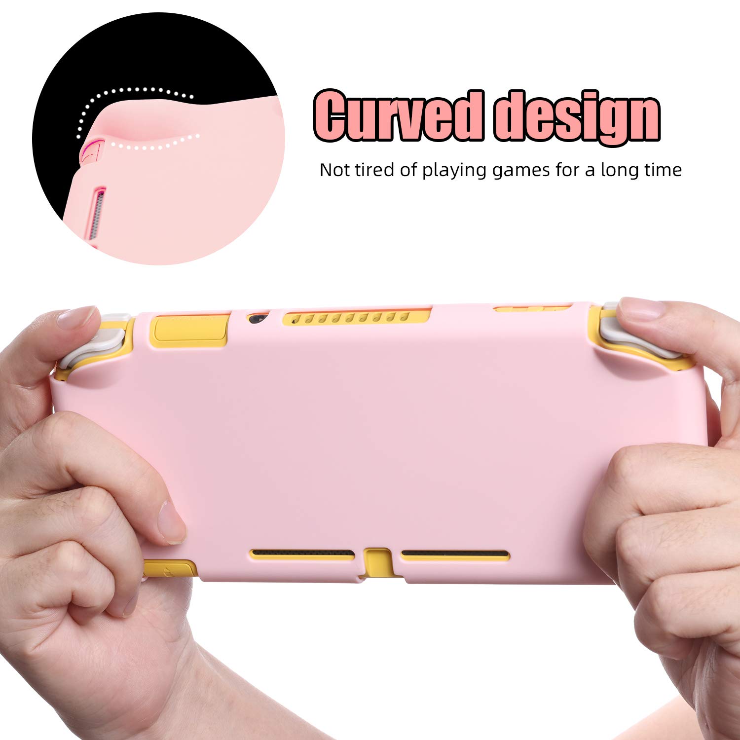 ECHZOVE Protective Hard Case for Nintendo Switch Lite - Comfort Grip Pink Cover | Shockproof & Scratch-Resistant | Perfect for Travel, Gaming On-The-Go & Everyday Protection