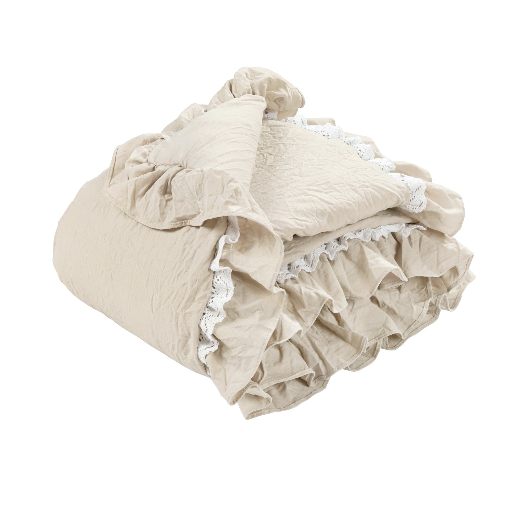 Ella Ruffle Lace Throw Blanket - Soft Decorative Knit Bedspread for Couch, Sofa & Bed - Perfect for Home Decor, Wedding Gift & Cozy Nights