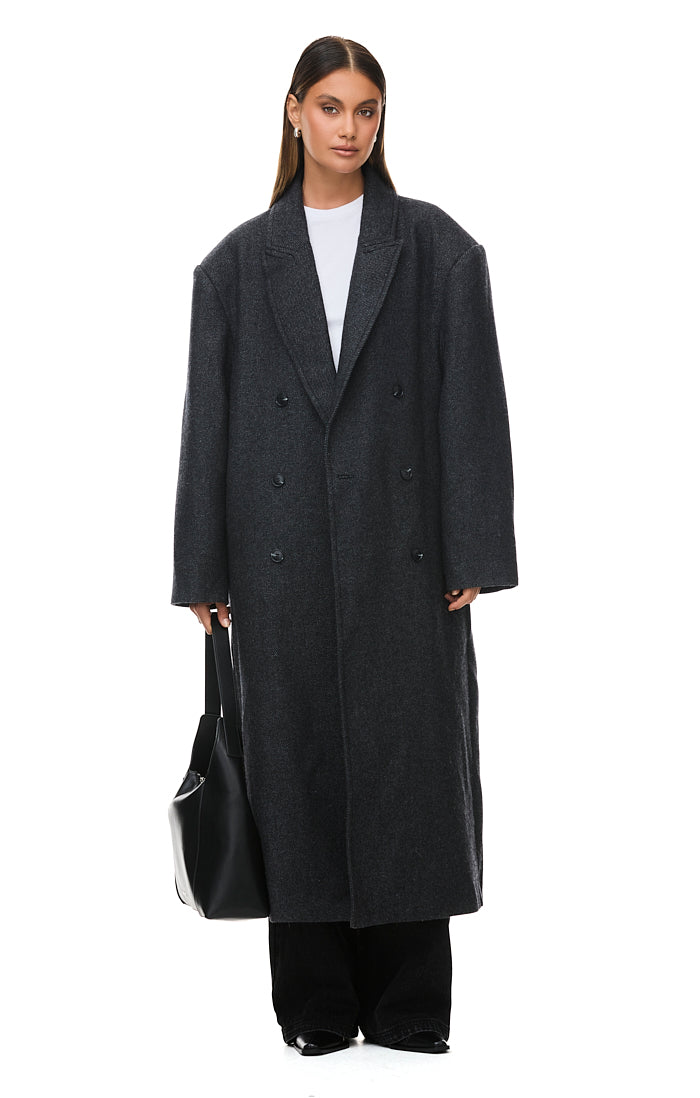 THE BOSTON OVERSIZED GREY COAT - Women's Fashion Winter Trench Coat | Warm & Stylish Outerwear for Casual, Office & Date Night Outfits