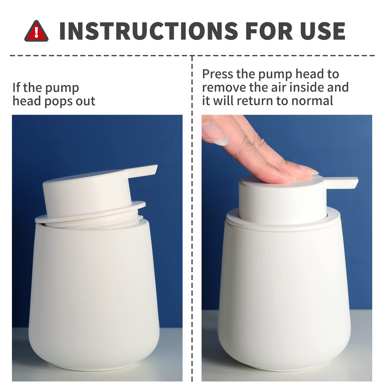 BosilunLife 12 oz Foam Soap Dispenser - White Ceramic Hand Wash & Dish Soap Pump for Bathroom & Kitchen | Non-Slip Rubber Paint Design | Perfect for Sink Countertops, Vanities, and Home Decor