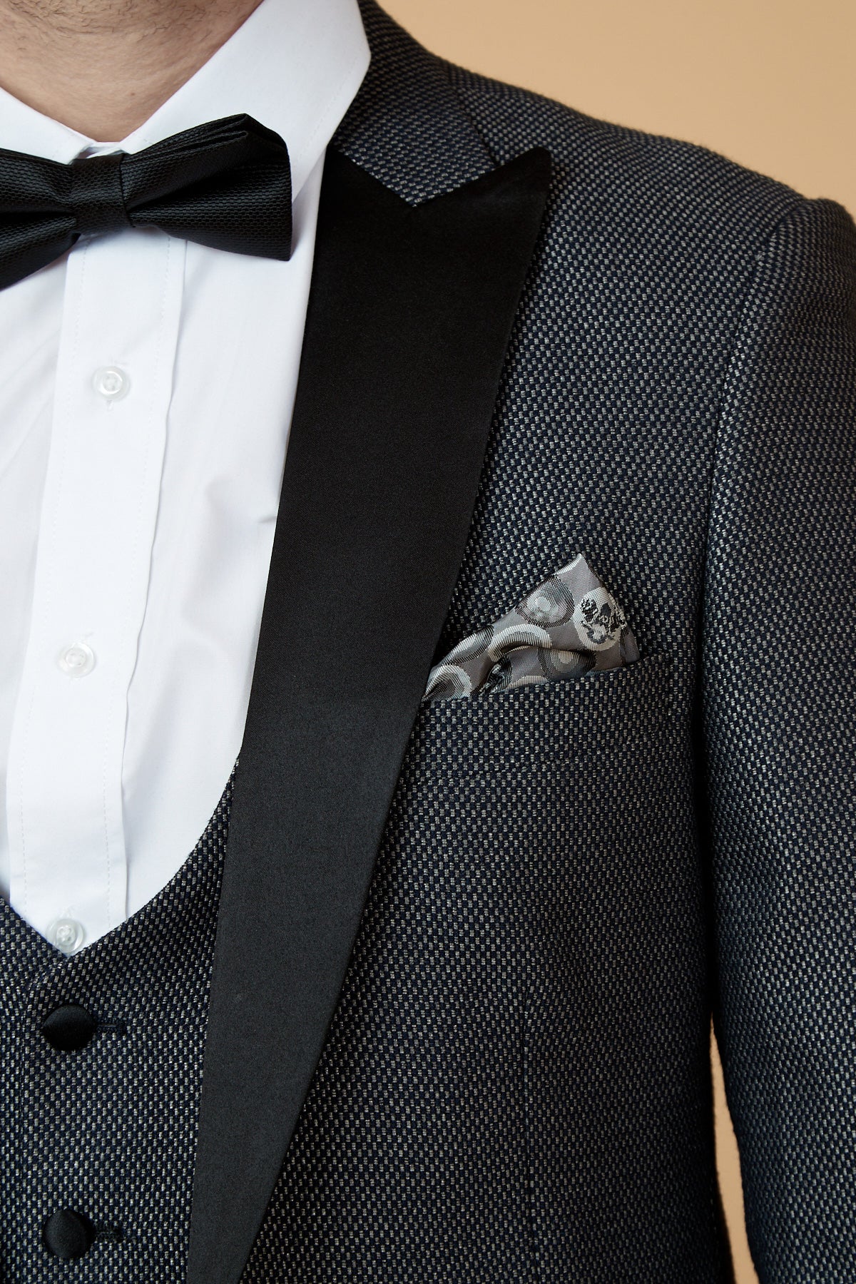 SPENCER Charcoal Grey Tux Lapel Three Piece Suit for Men - Formal Wedding, Prom & Business Attire | Premium Wool Blend Tailored Fit