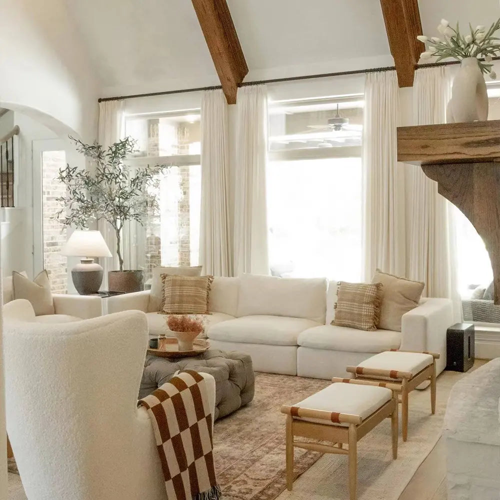 Linen Pinch Pleated Curtains for Living Room & Bedroom - Elegant Drapes with Liz Design for Home Decor | Blackout & Sheer Window Treatments