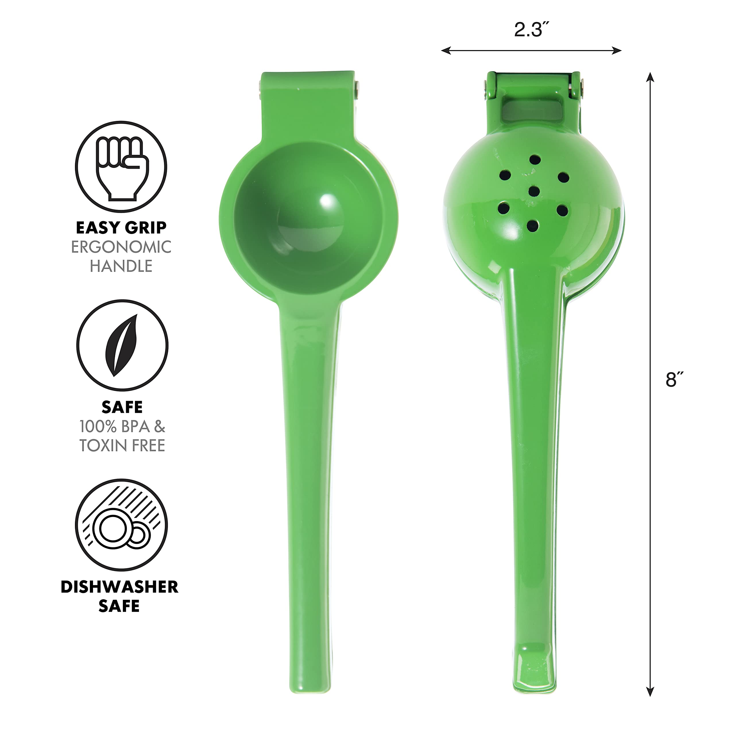 Oggi Citrus Press - Manual Juicer for Oranges, Lemons & Limes - Heavy Duty Stainless Steel Squeezer with Non-Slip Base - Perfect for Cocktails, Fresh Juice & Healthy Drinks - Standard Size, Green