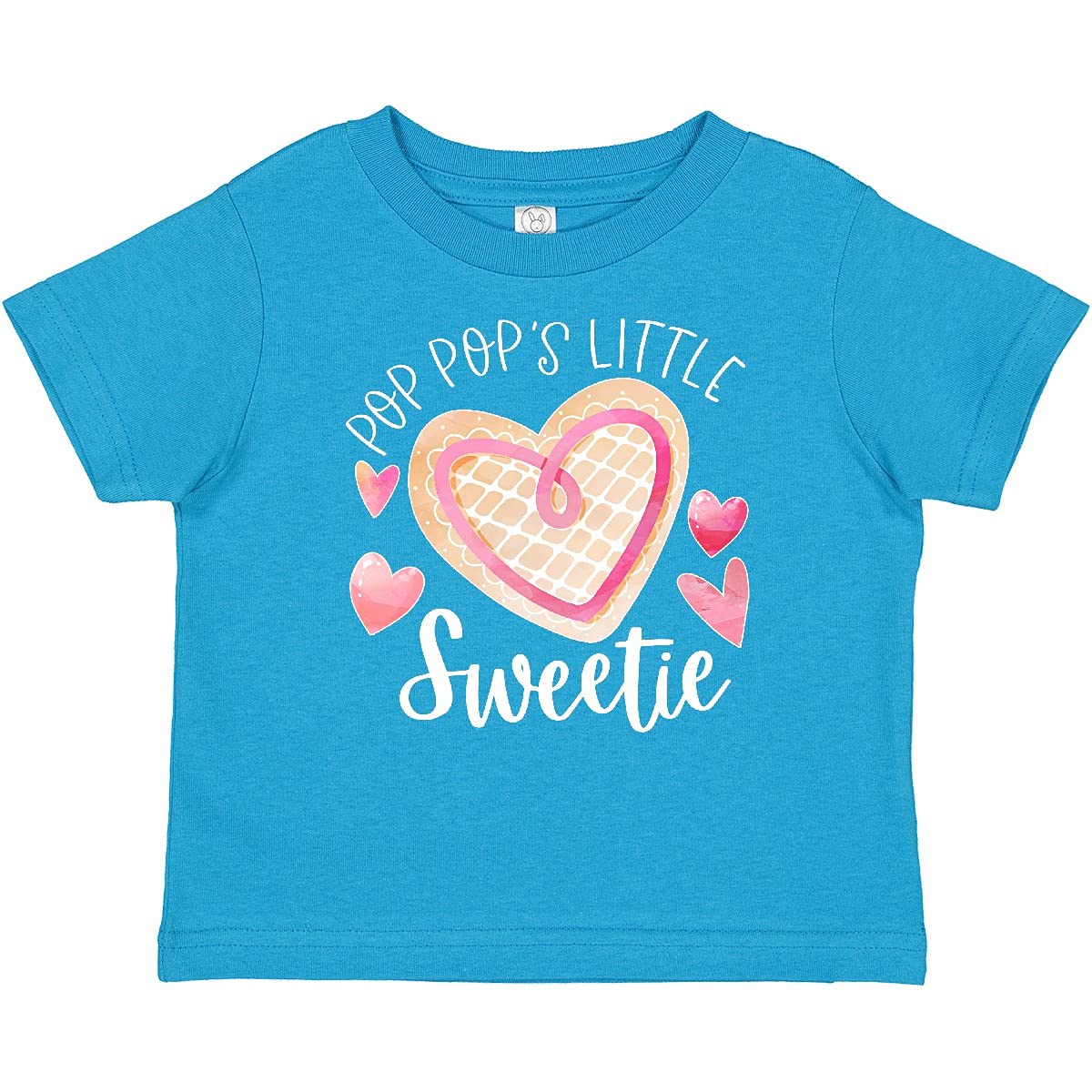 Pop Pop's Little Sweetie Pink Heart Cookie Baby T-Shirt | Cute Infant Graphic Tee | Soft Cotton Toddler Shirt for Grandparents Day, Family Photos & Special Occasions