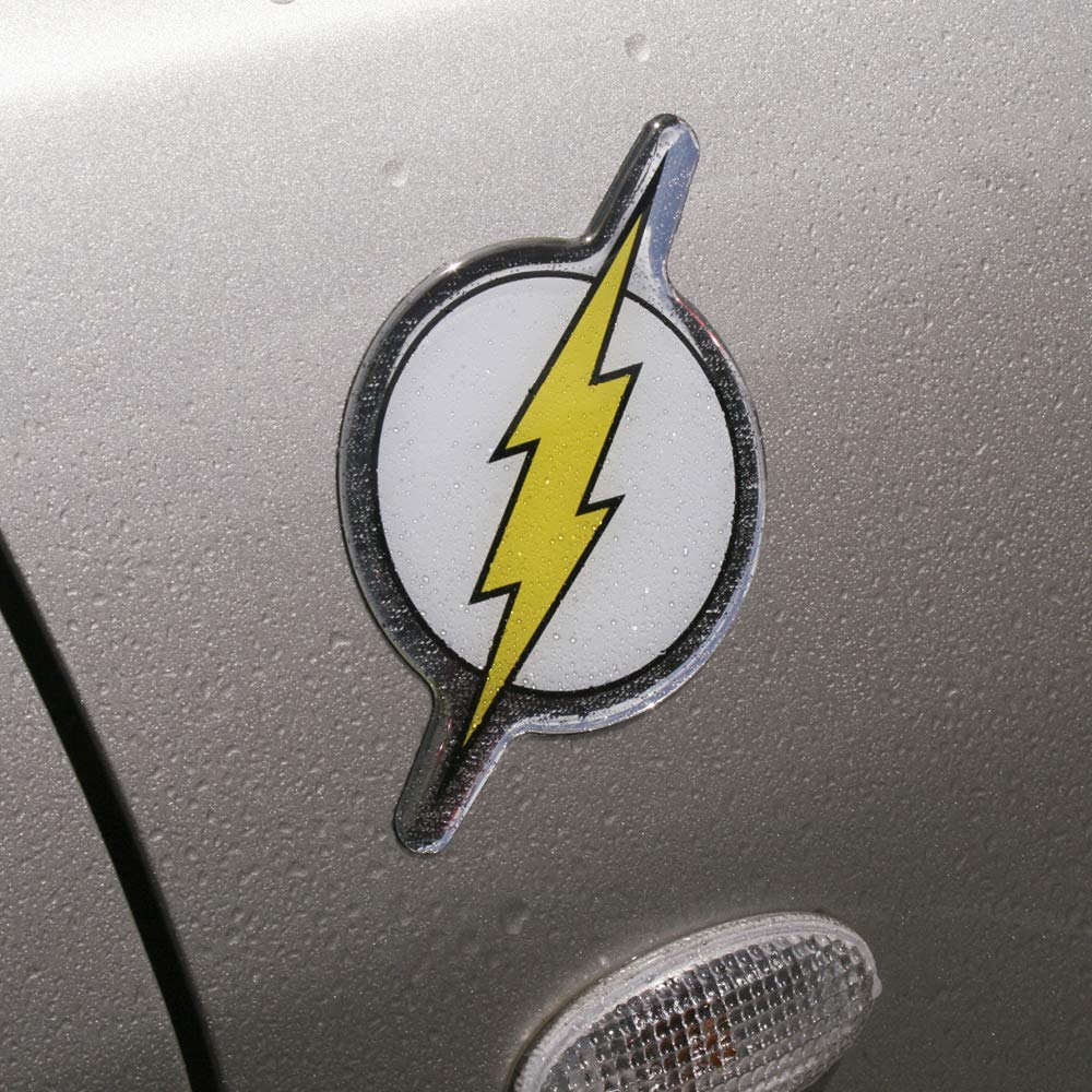 DC Comics Heroes and Villains Chrome Emblem Decal - Classic Flash Logo Car Badge for Vehicles, Laptops & Collectibles | Superhero Fan Accessories for Cars, Motorcycles, Gifts & Decor