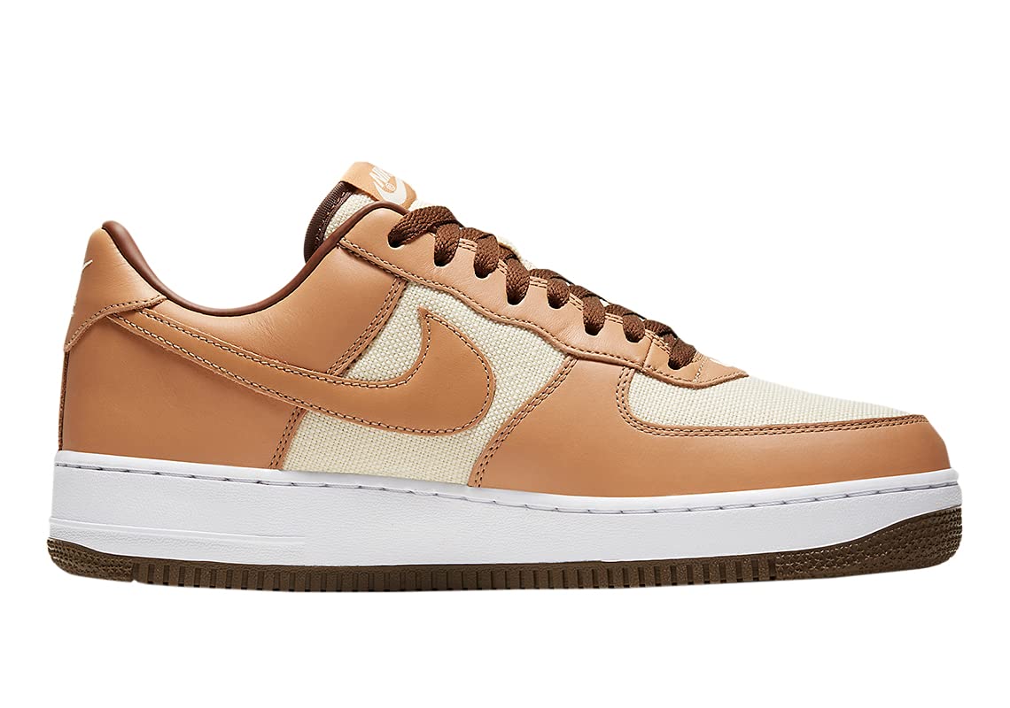 Nike Men's Air Force 1 Low Sneakers - White/Acorn - Size 6 | Classic Comfortable Basketball Shoes for Casual Wear & Street Style