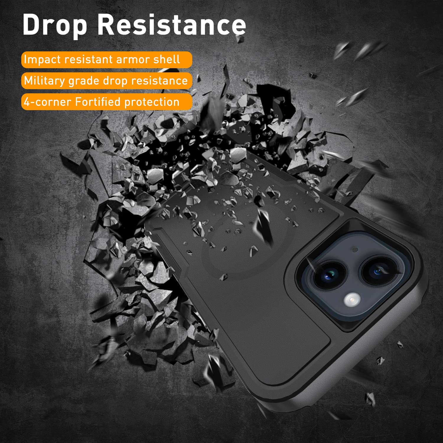 5-in-1 Magnetic Phone Case for iPhone 13/14 Pro Max - Heavy Duty Protective Cover with Belt Clip Holster & 2X Tempered Glass Screen Protectors (Black) | Perfect for Outdoor Work, Construction & Active Lifestyle