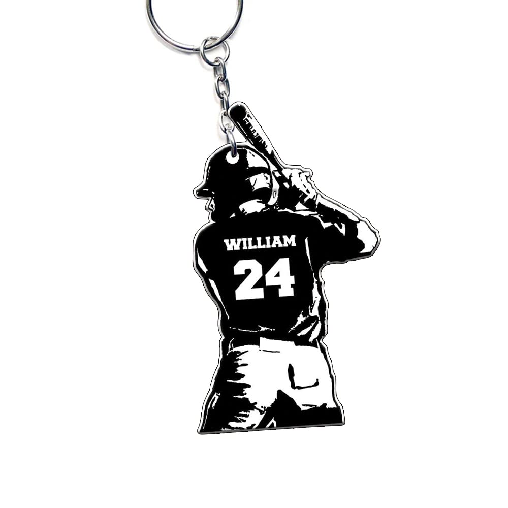 Custom Personalized Baseball Gloves Keychain - Flat Shape Baseball Lover Gift, Engraved Keychains for Sports Enthusiasts, Perfect for Gifts, Bag Charms & Fan Accessories