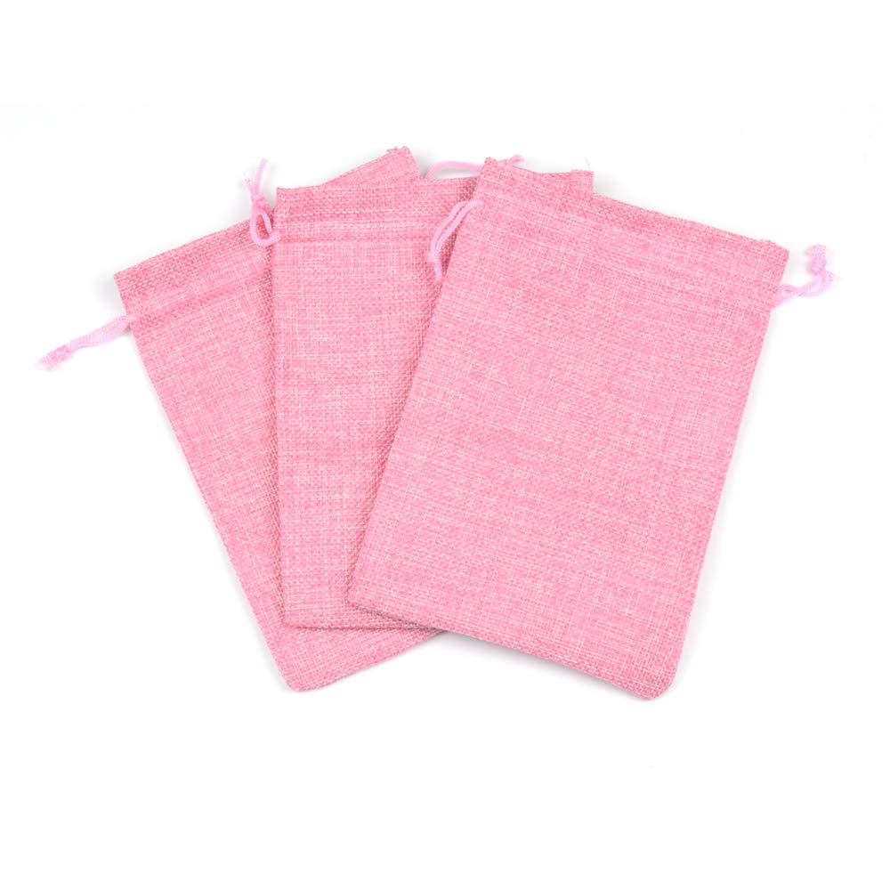 30 Pack Pink Burlap Drawstring Bags 4 x 5.5 Inch - Small Gift Bags for Jewelry, Wedding Favors, Party Favors & DIY Crafts - Perfect for Bridal Shower, Baby Shower, Christmas Gifts and Handmade Crafts