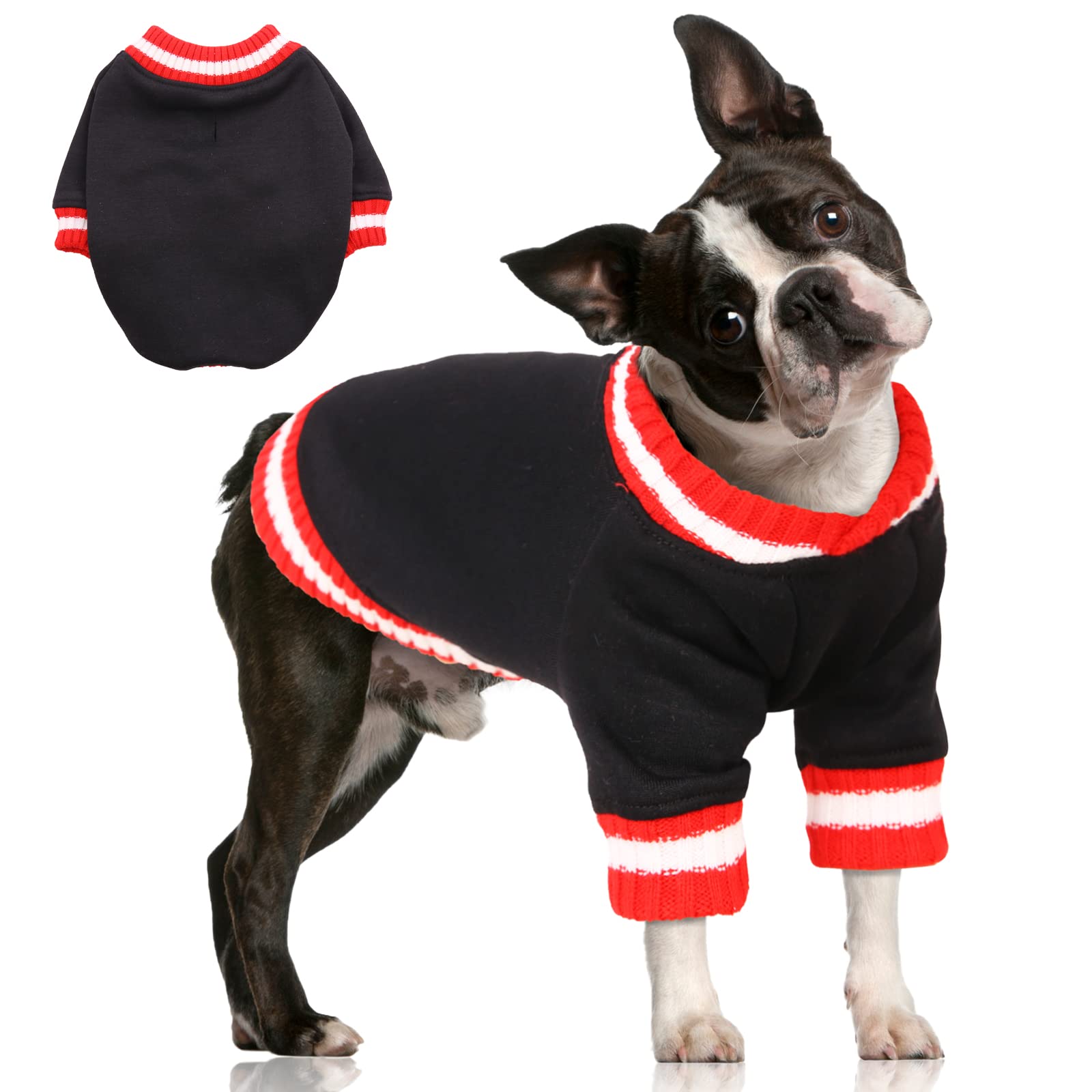 FUAMEY Warm Fleece Dog Sweater - Soft Winter Pullover for Small & Medium Dogs, Cozy Pet Clothes for Boys & Girls, Cute Puppy Outfit in Black | Perfect for Cold Weather Walks & Indoor Comfort
