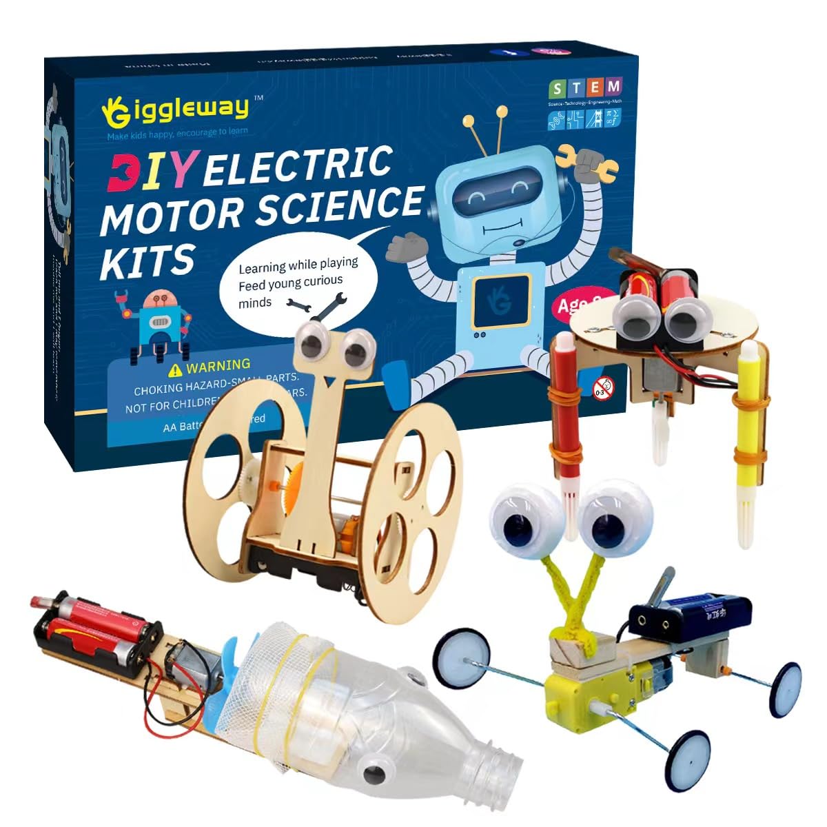 DIY Wooden STEM Robot Building Kit with Electric Motor - Science & Woodworking Project for Kids - Hands-On STEM Learning, 3D Puzzle Educational Toy for Boys & Girls - Perfect for Classroom, Birthday Gifts & STEM Activities