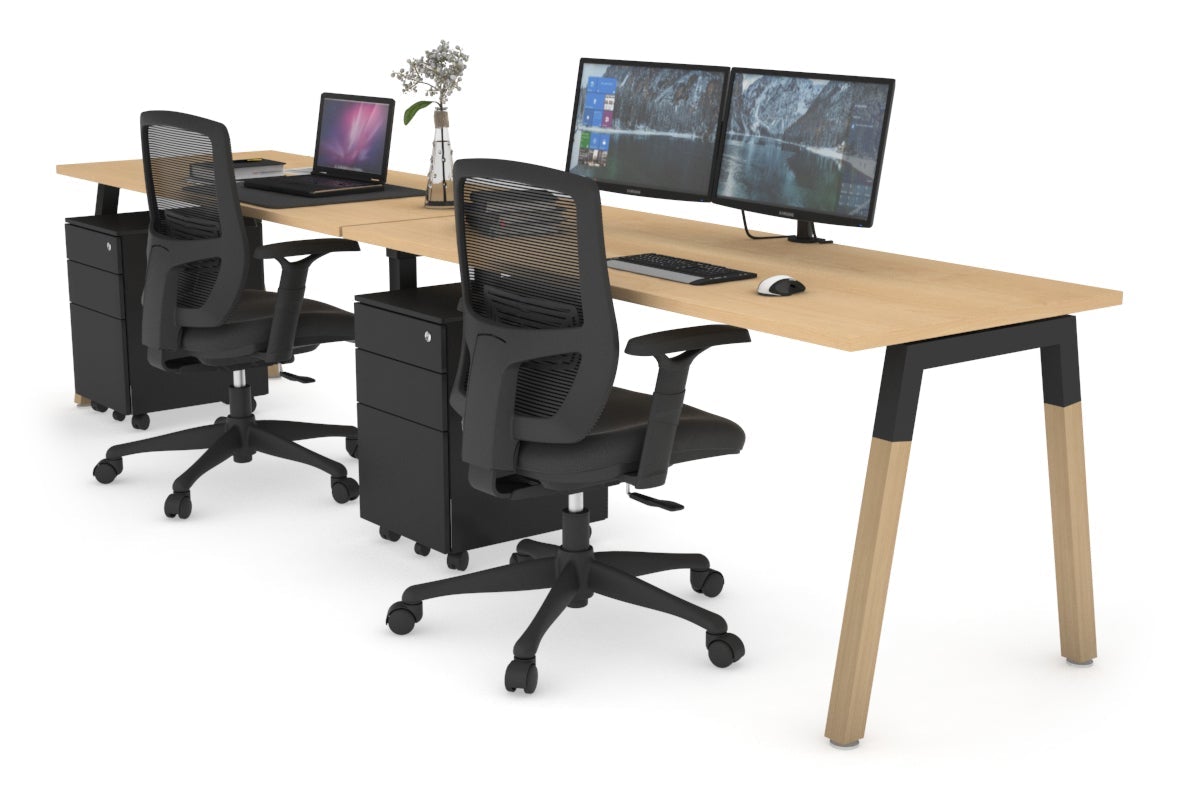 Quadro A Legs 2-Person Standing Desk | Wooden Legs with Cross Beam [1200L x 700W] | Home Office & Workspace Solution