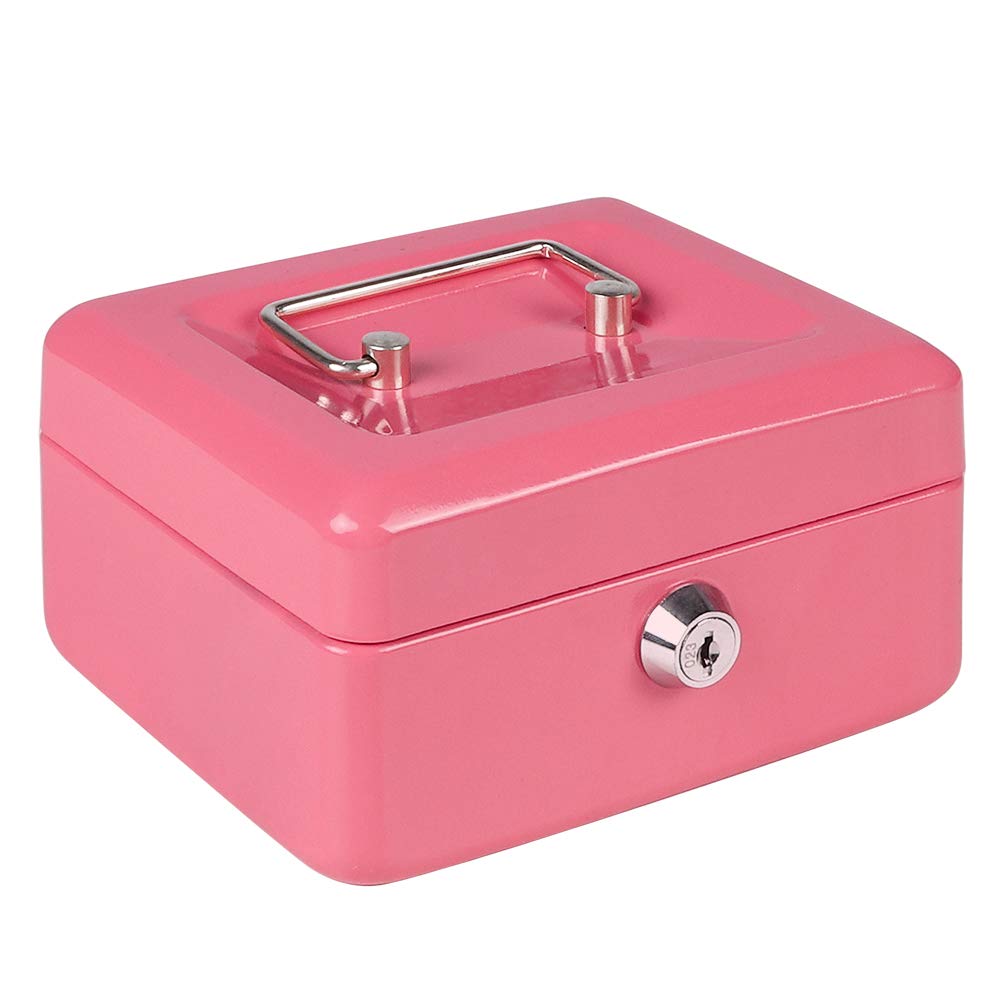 Pink Cash Box with Money Tray & Key Lock - 6