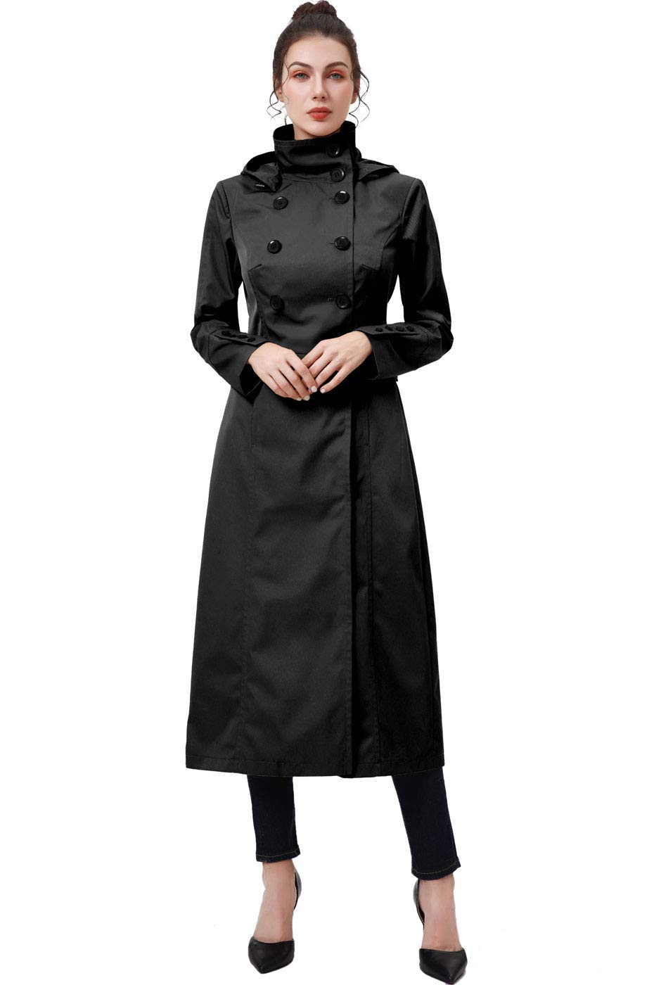 BGSD Women's Waterproof Hooded Maxi Long Trench Coat - Winter Raincoat for Women, Plus Size & Regular Fit, Perfect for Outdoor Activities, Commuting & Travel