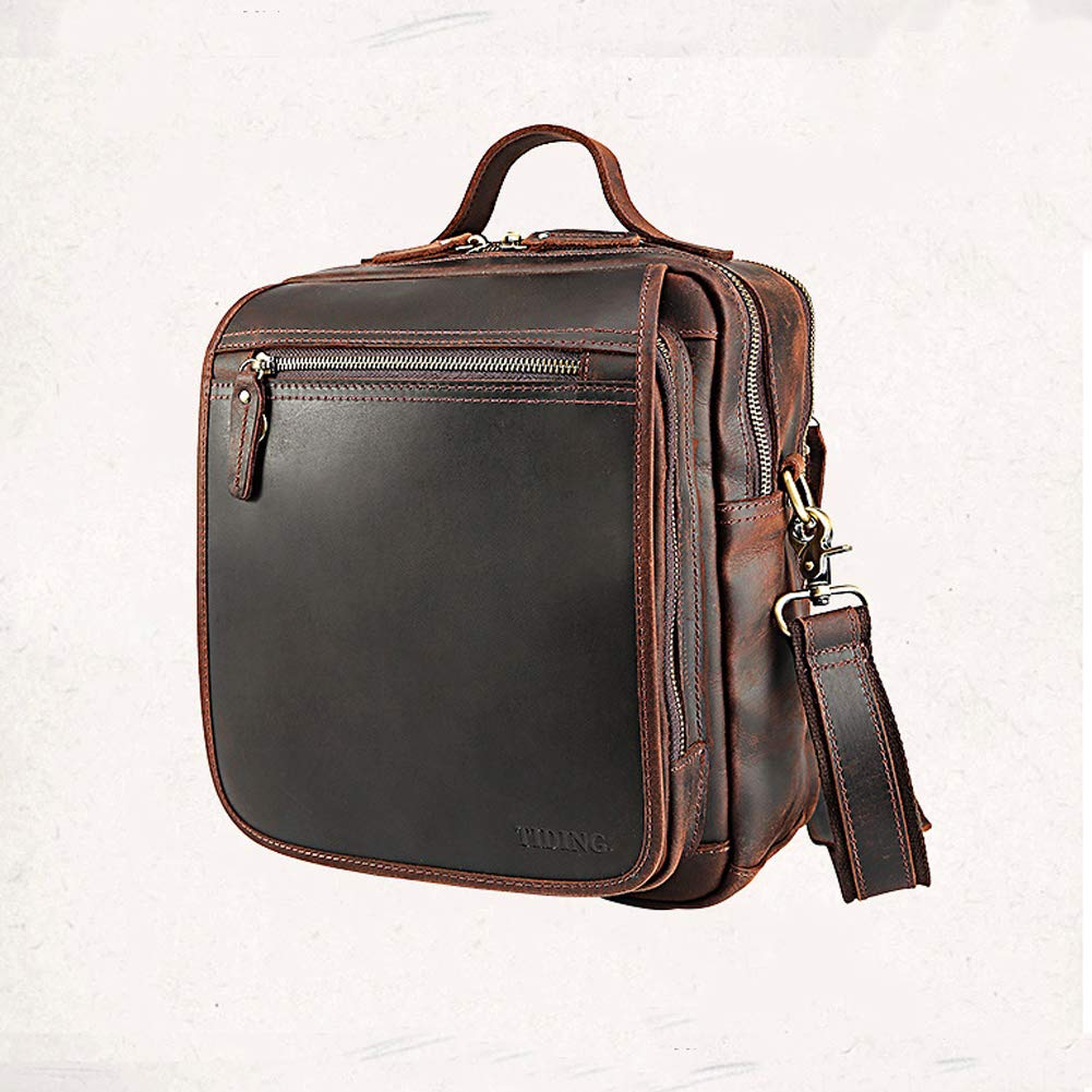 Leather Shoulder Bag for Men - Business Briefcase & Messenger Bag for Work & Travel