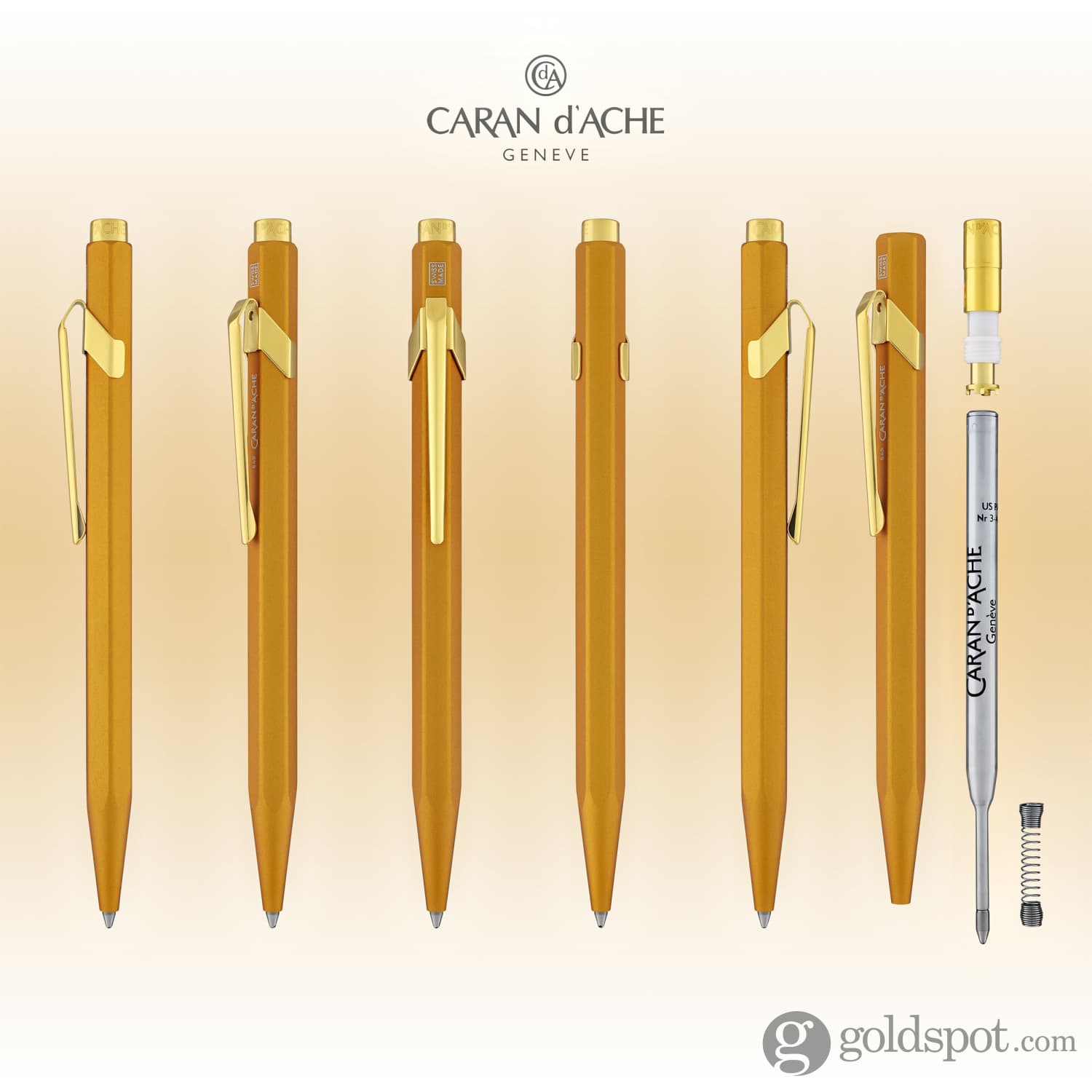 Premium Caran d'Ache 849 Metal Collection Gold Ballpoint Pen - Luxury Writing Instrument for Professionals, Gifts & Office Use