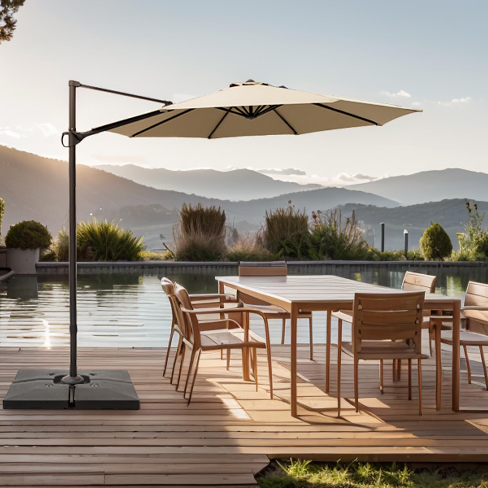 Heavy Duty 356 lb Base Weights Stand for Offset Cantilever Patio Umbrella - 4 Piece Black Set | Perfect for Outdoor, Garden, Poolside & Backyard Use