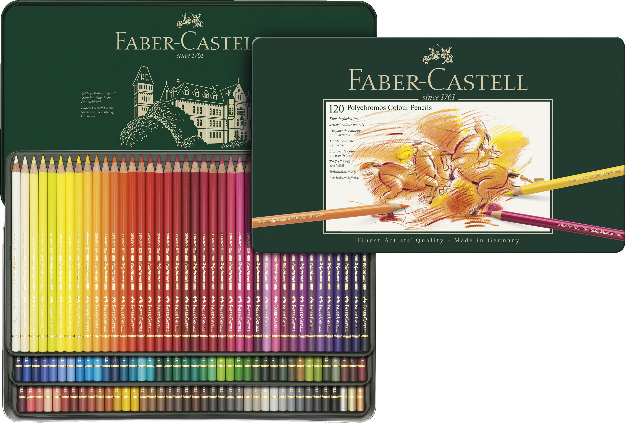 Faber-Castell Polychromos 120-Color Artist Pencils Set - Premium Oil-Based Colored Pencils for Professional Drawing, Sketching & Illustration - Perfect for Artists, Designers & Adult Coloring Books