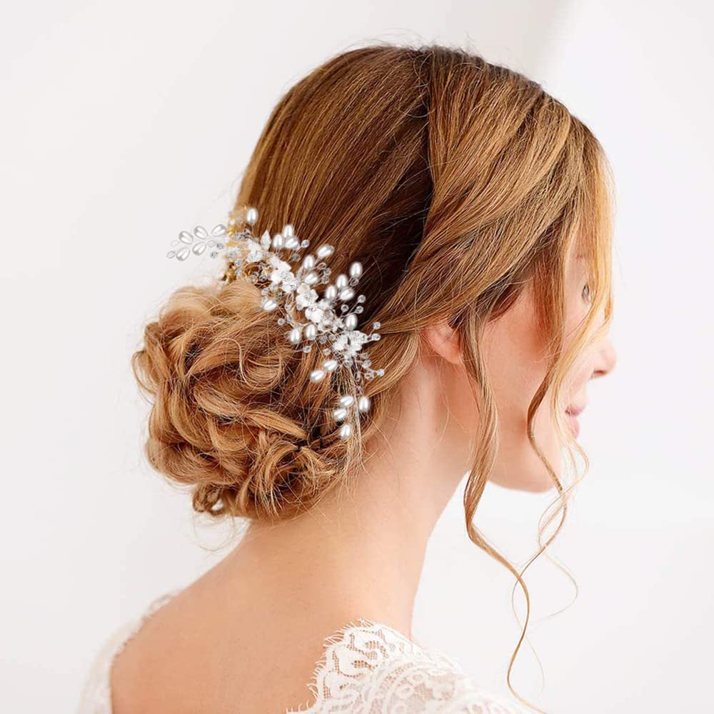 ISLHJDD Silver Pearl Wedding Hair Vine Comb - Elegant Bridal Hair Accessories for Bride & Girls, Perfect for Weddings, Proms & Special Occasions