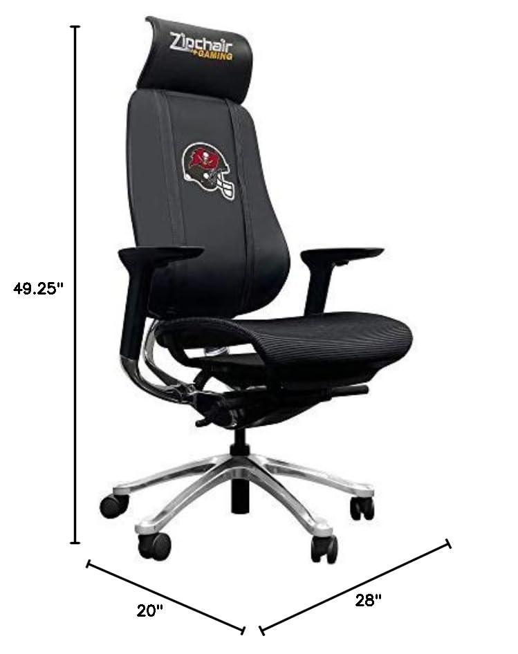 PhantomX Black Mesh Gaming Chair with Tampa Bay Buccaneers Helmet Logo - Ergonomic Office & Esports Chair for PC Gaming, Streaming, and Home Theater Comfort