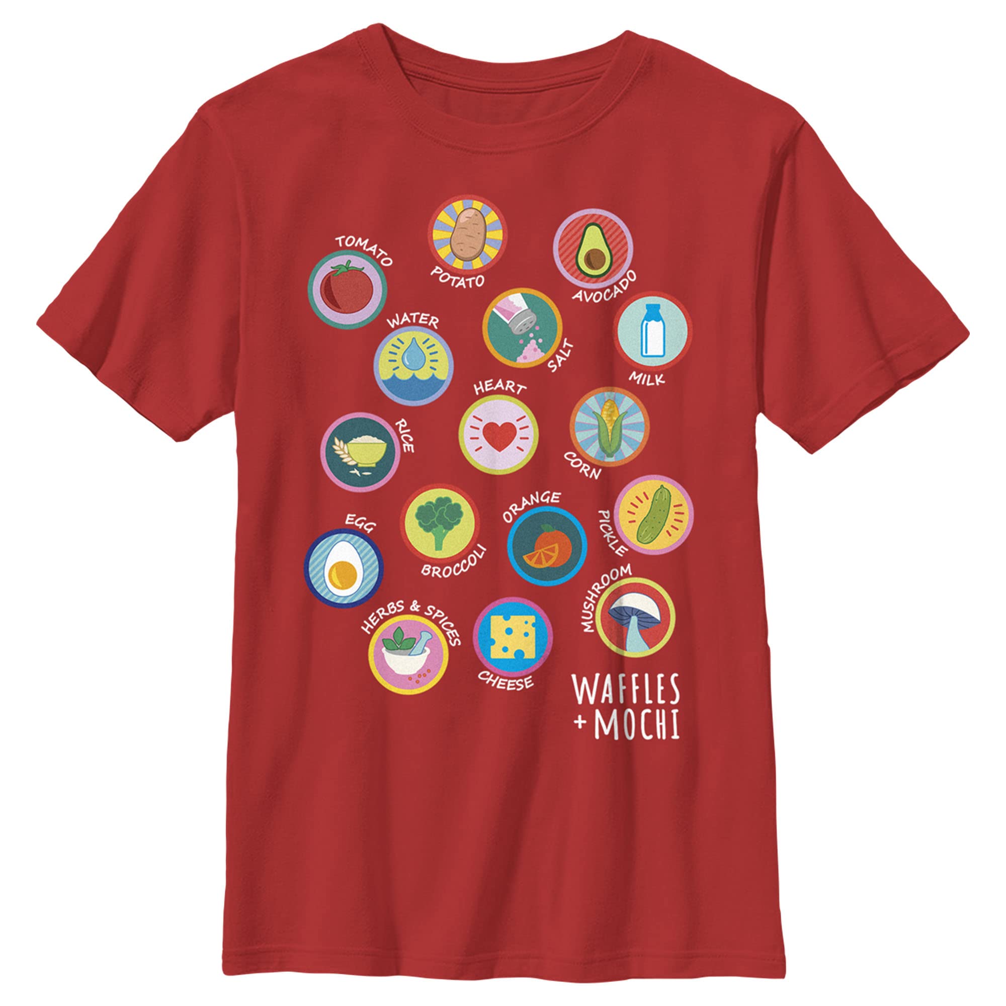 Boys Waffles and Mochi Food Print T-Shirt - Cute Cartoon Graphic Tee for Kids - Perfect for School, Playdates & Netflix Binges